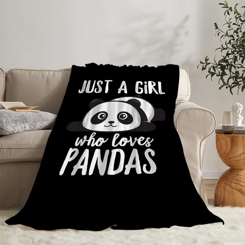 Mecowcm Panda Blanket Cute Panda Plush Throw Blanket Super Soft Cozy Warm Fleece Just A Girl Who Loves Panda Bedding Blanket Gifts for Kids Girls Boys Women 40""X50"" - Image 3